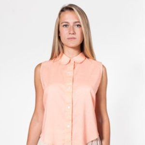 Peach Collared Crop Top // American Apparel